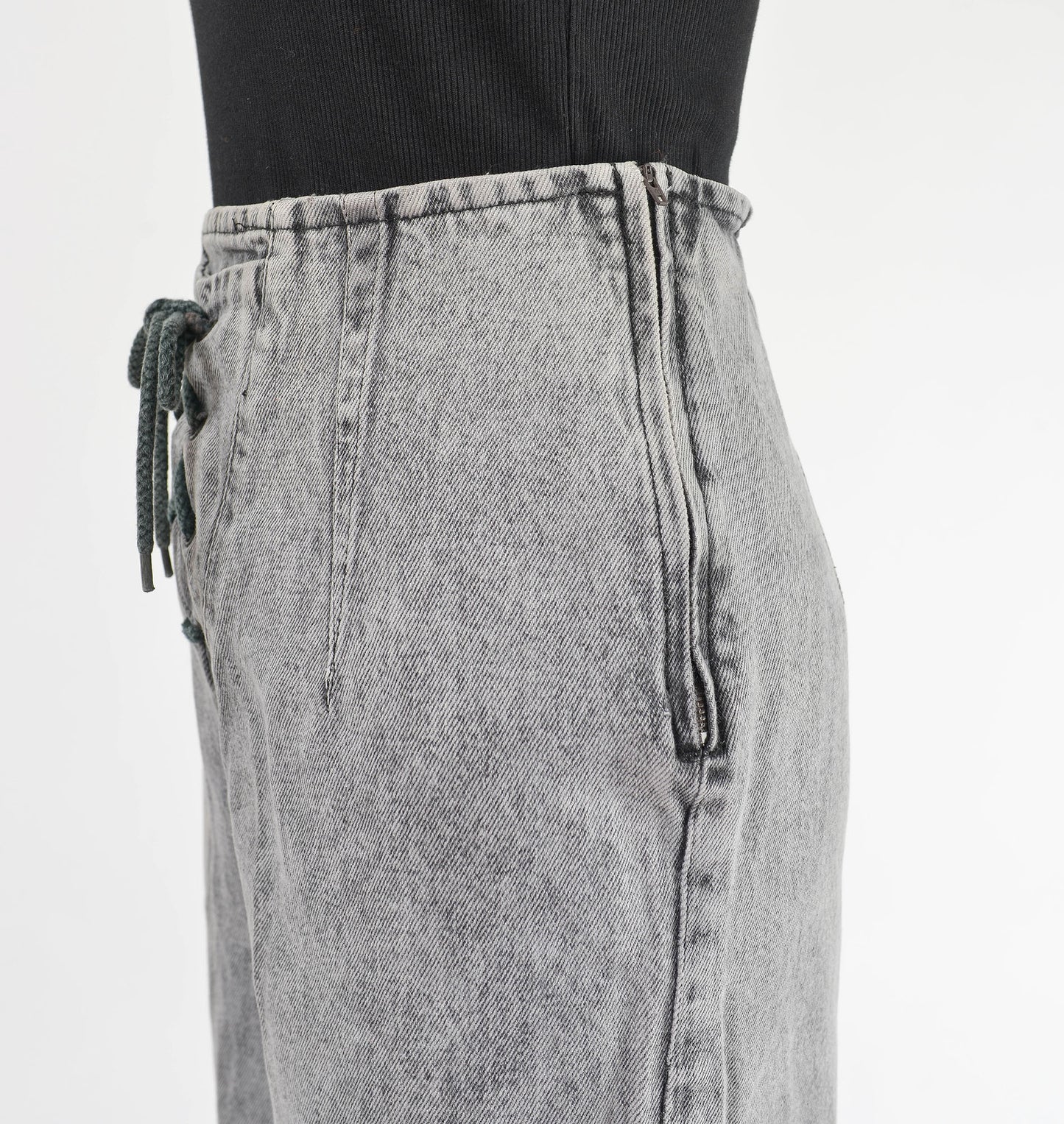 Vintage 80s Gray Acid Wash Jeans High Waisted Lace Up Front Slim Fit Skinny Jeans size M