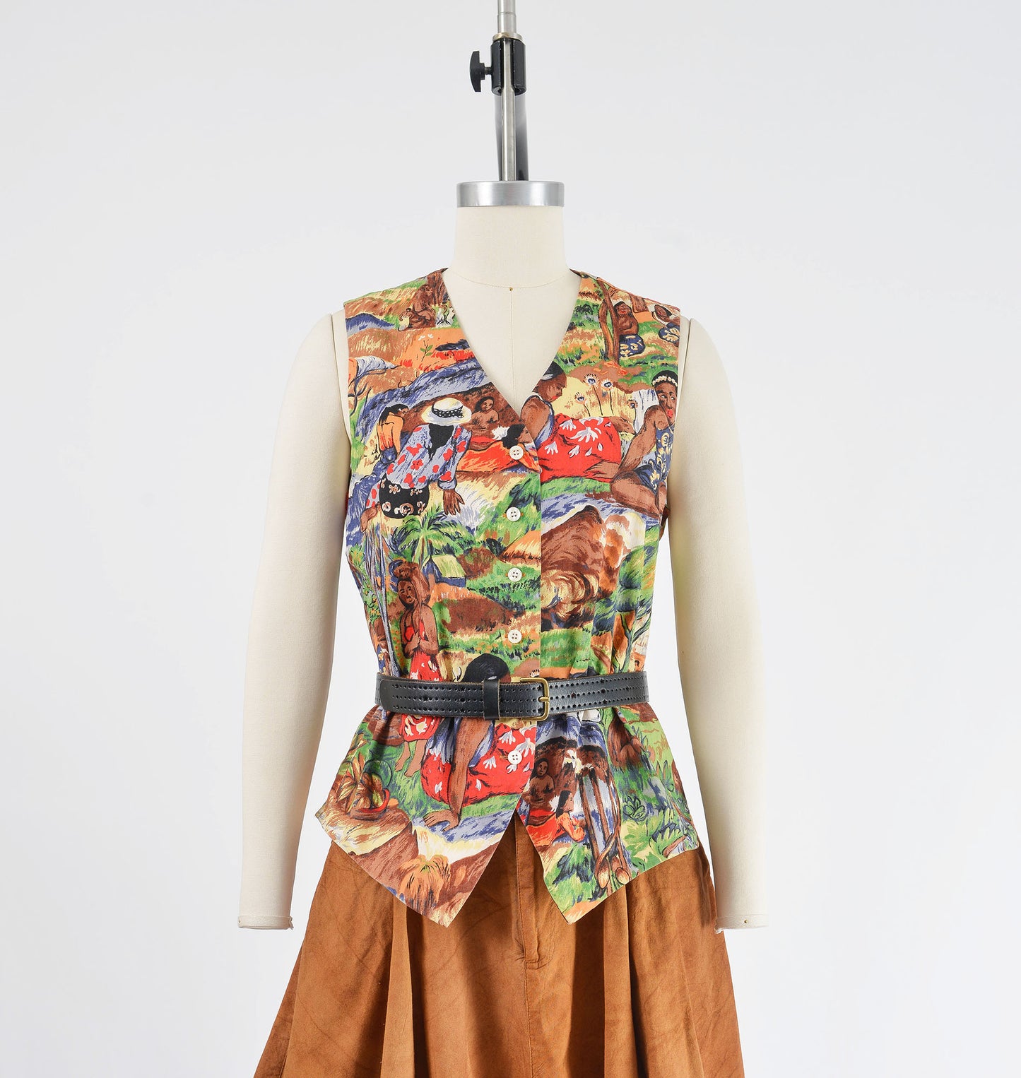vintage 1990s scenic landscape native novelty print cotton sleeveless top.
