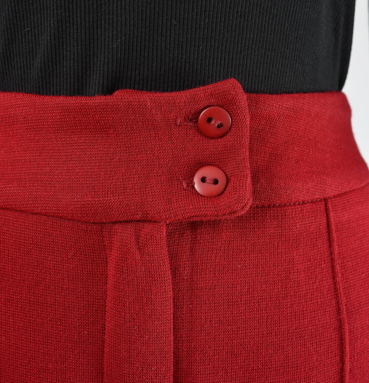 Vintage 1970s dark red wool knit high waisted trouser pants.