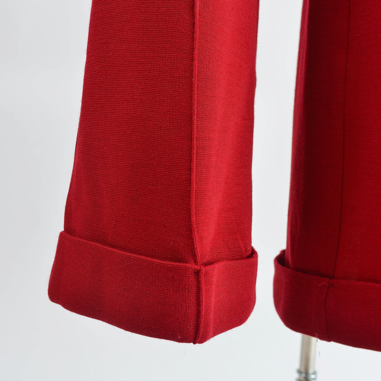 Vintage 1970s dark red wool knit high waisted trouser pants.