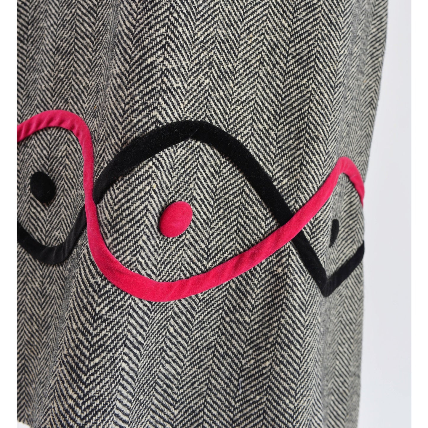 vintage 70s herringbone wool and velvet maxi skirt.