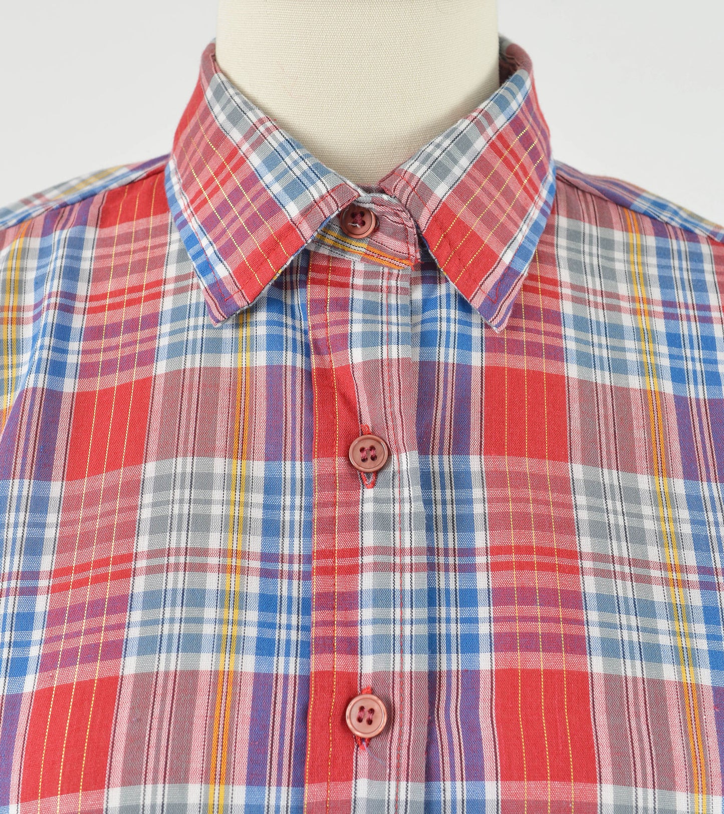 Vintage 1980s Red Metallic Plaid Western Button Down Shirt