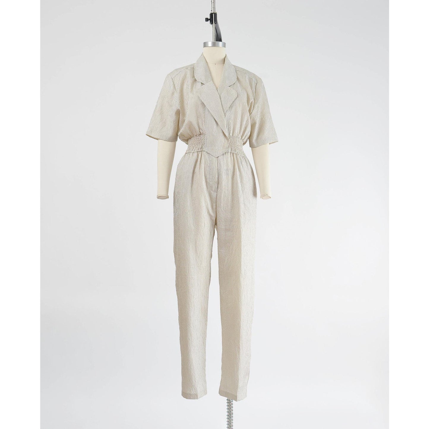 Vintage 90s gingham check windbreaker jumpsuit.