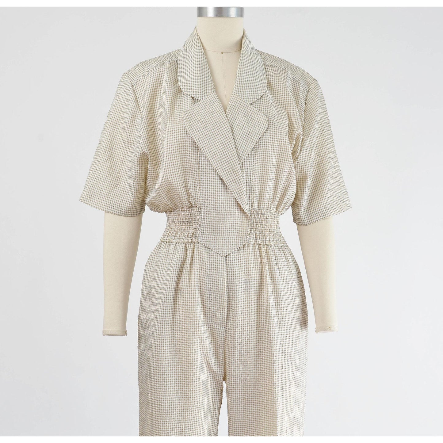 Vintage 90s gingham check windbreaker jumpsuit.