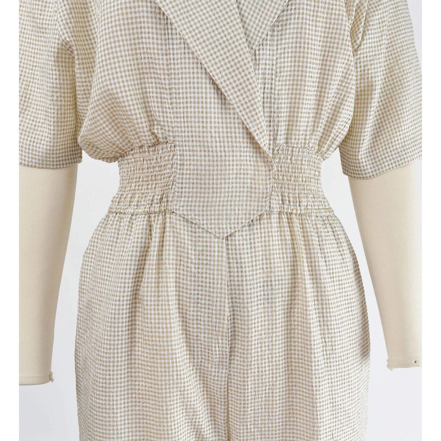 Vintage 90s gingham check windbreaker jumpsuit.