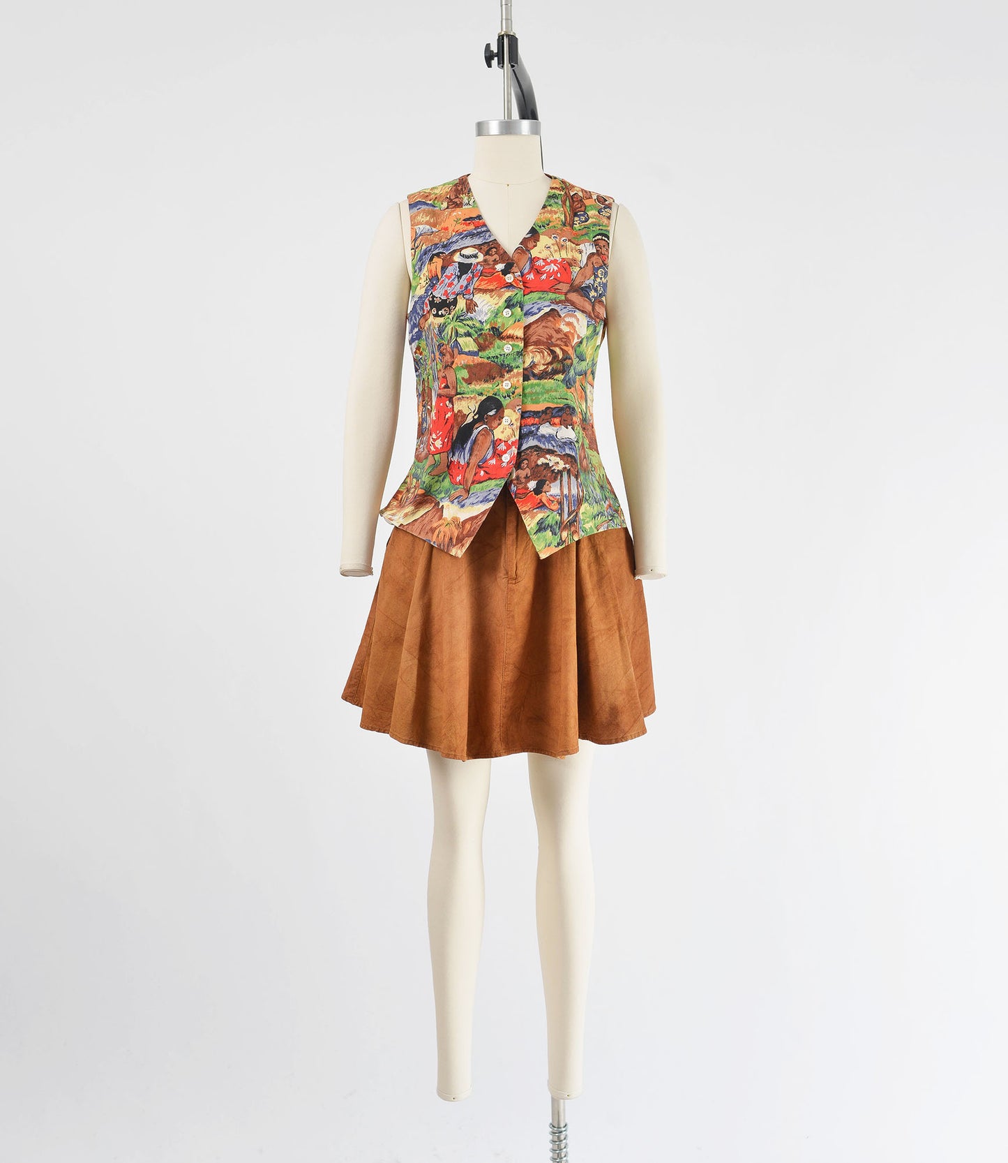 vintage 1990s scenic landscape native novelty print cotton sleeveless top.