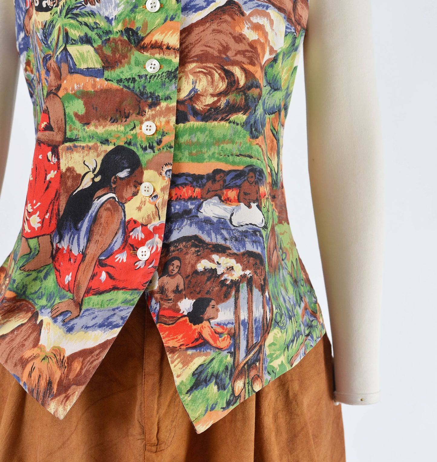 vintage 1990s scenic landscape native novelty print cotton sleeveless top.
