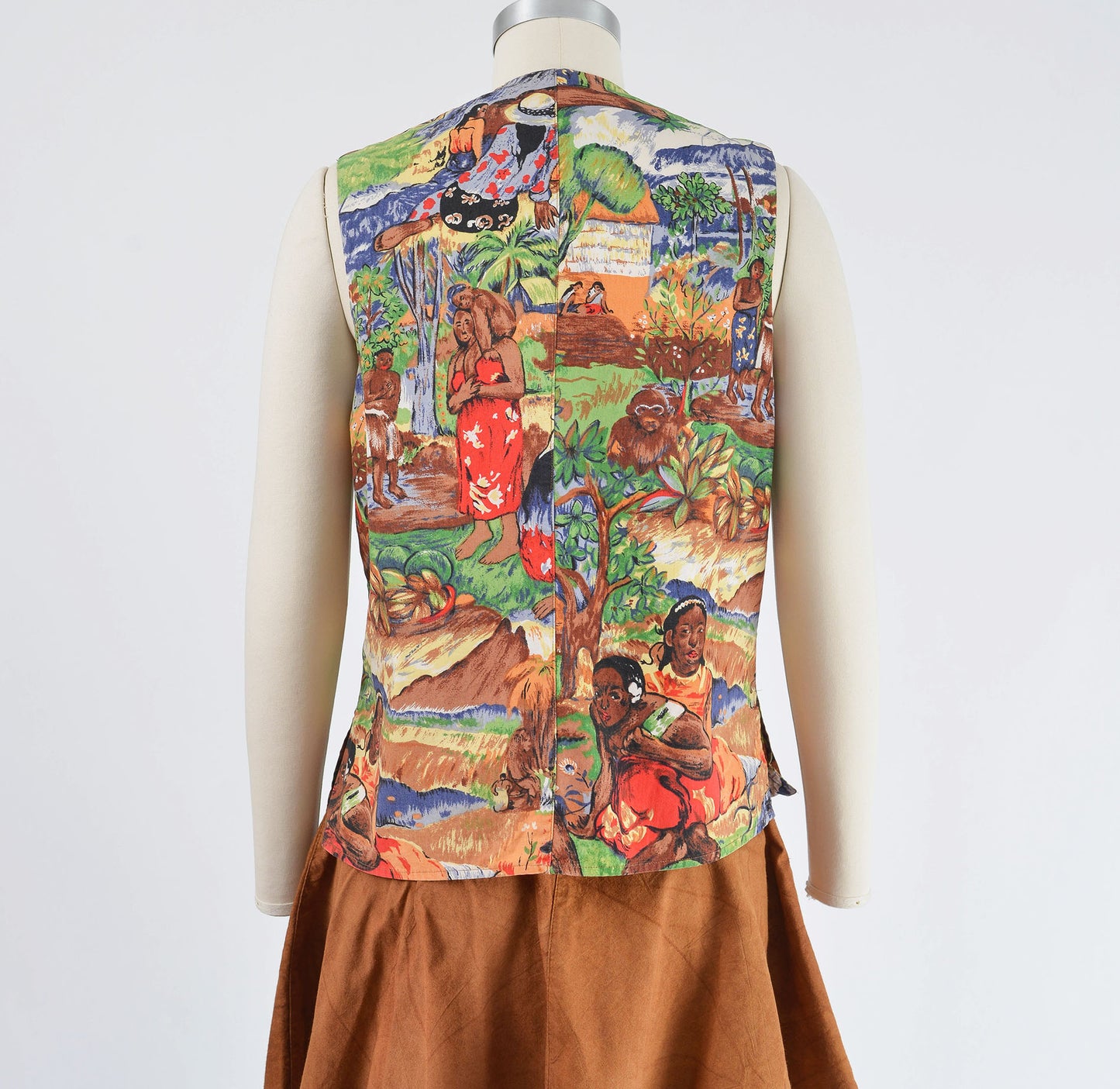 vintage 1990s scenic landscape native novelty print cotton sleeveless top.