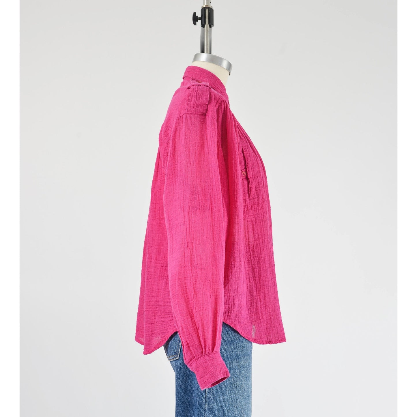 Vintage 1990s magenta pink cotton gauze blouse.