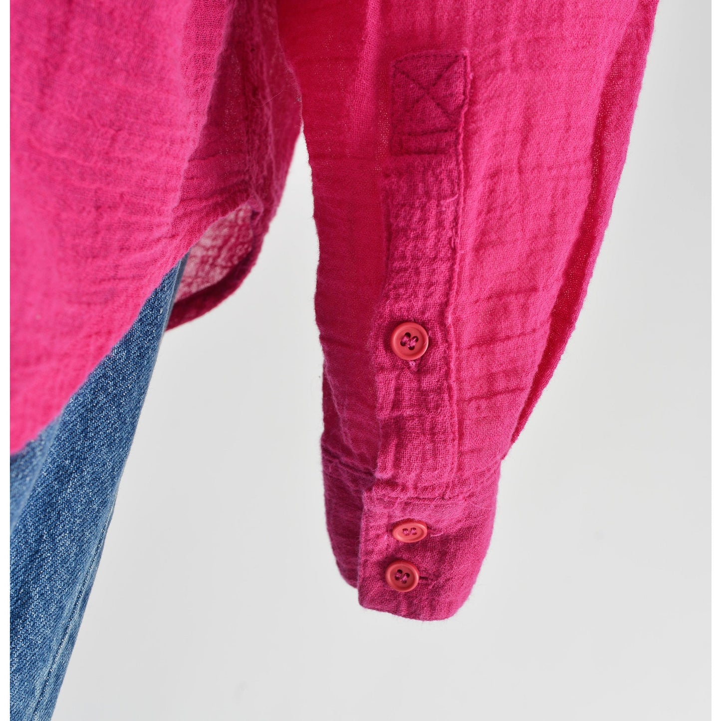 Vintage 1990s magenta pink cotton gauze blouse.