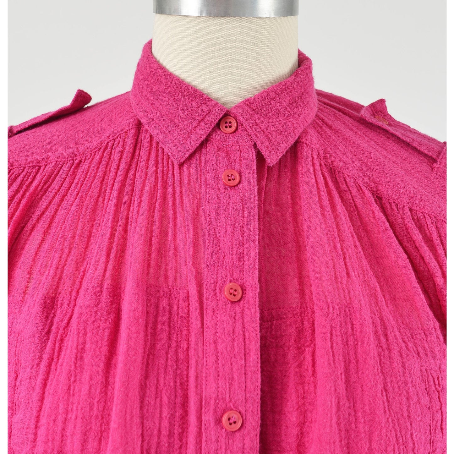 Vintage 1990s magenta pink cotton gauze blouse.