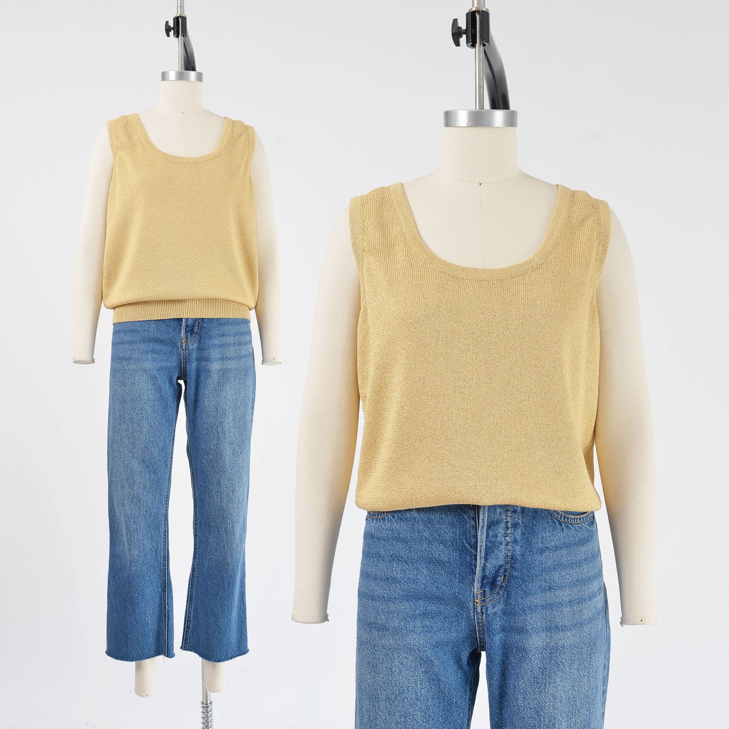 Vintage 1990s gold St. John sleeveless sweater tank top.
