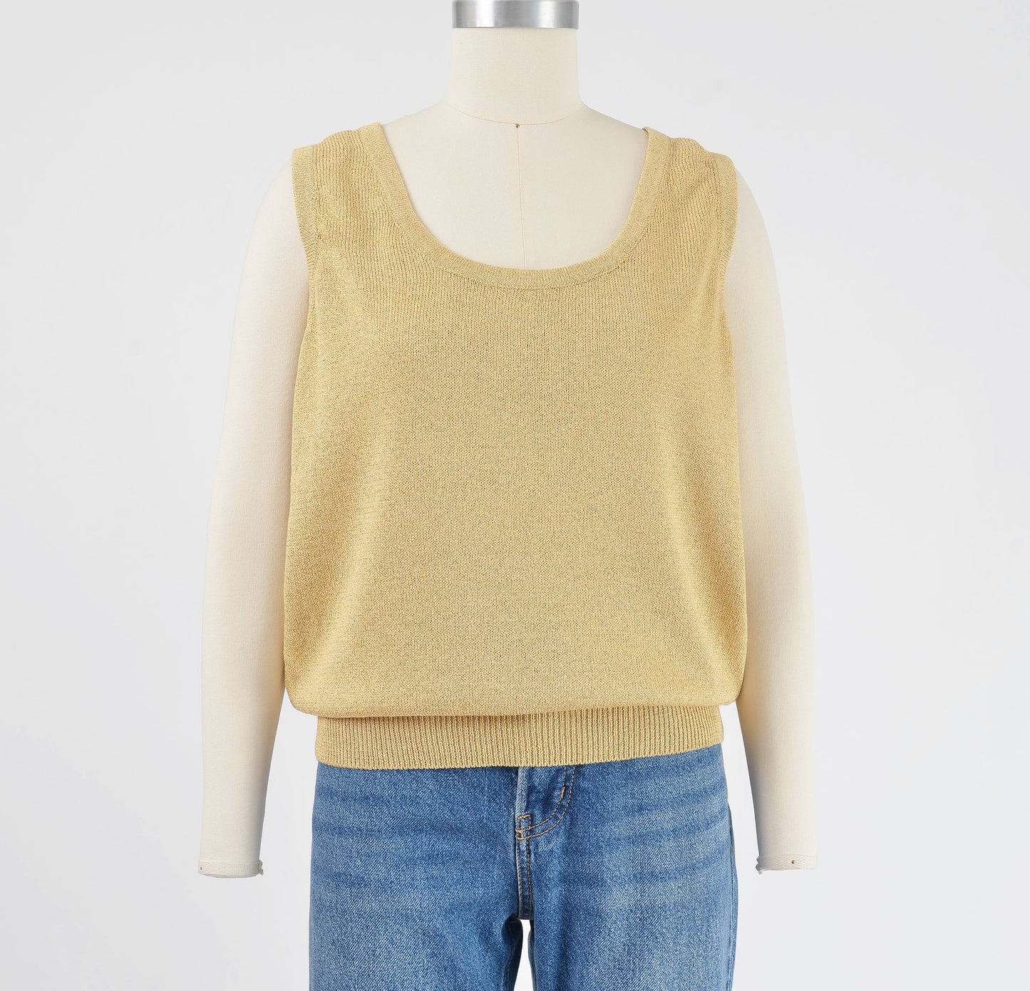 Vintage 1990s gold St. John sleeveless sweater tank top.