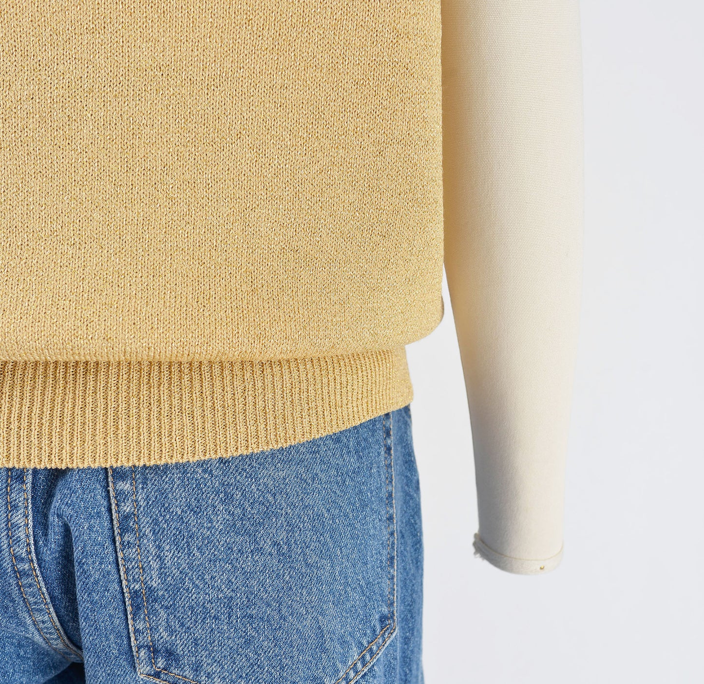 Vintage 1990s gold St. John sleeveless sweater tank top.