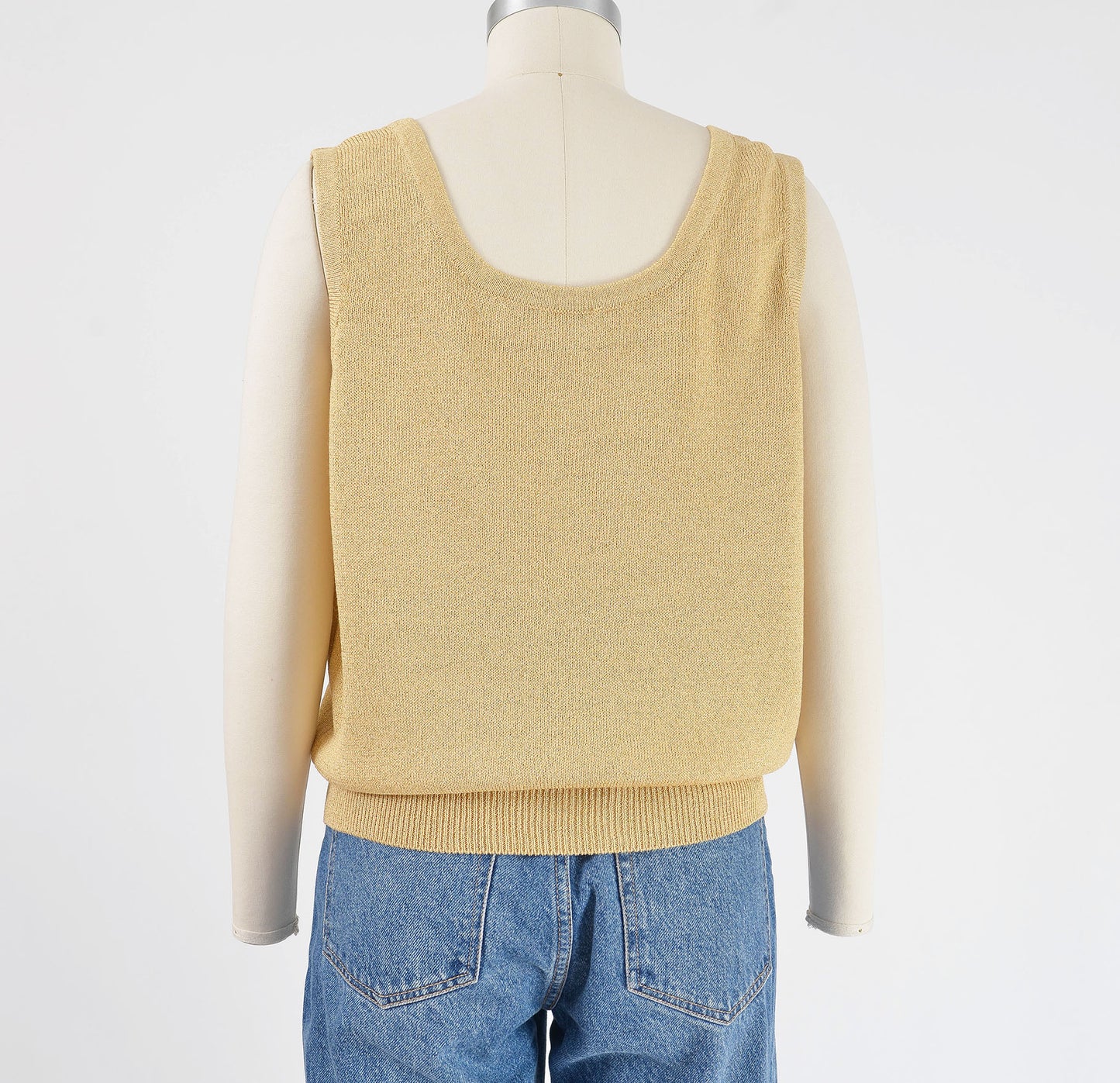 Vintage 1990s gold St. John sleeveless sweater tank top.