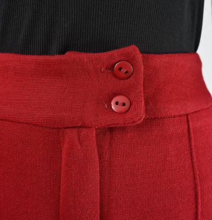 Vintage 1970s dark red wool knit high waisted trouser pants.
