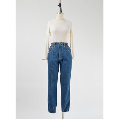 vintage 1980s Gitano elastic waist denim tapered leg mom jeans. 