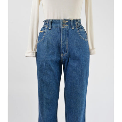 vintage 1980s Gitano elastic waist denim tapered leg mom jeans. 