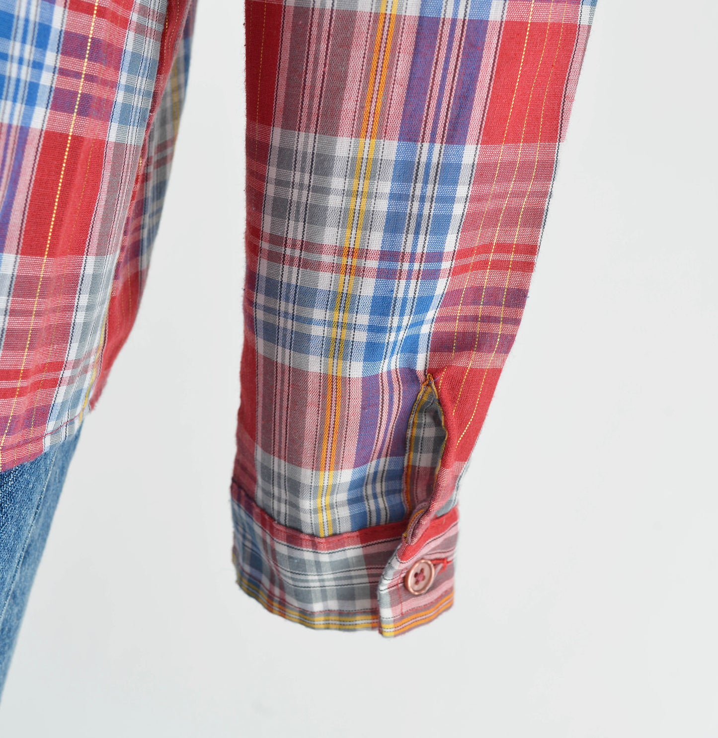 Vintage 1980s Red Metallic Plaid Western Button Down Shirt 