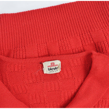 vintage 80s red lambswool knit shawl collar ascot neck sweater.  