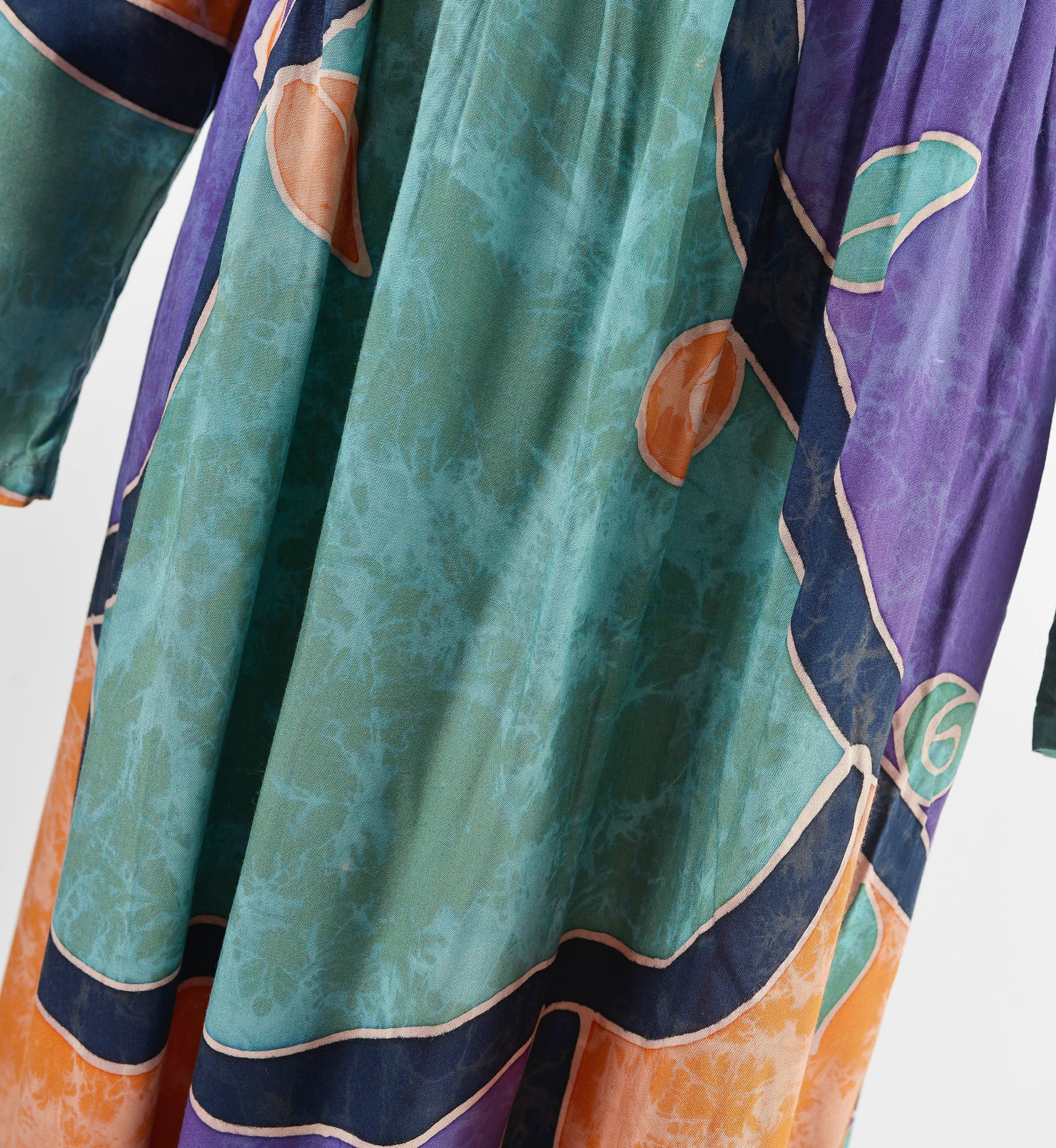 Vintage 90s batik print boho long sleeve maxi dress. 