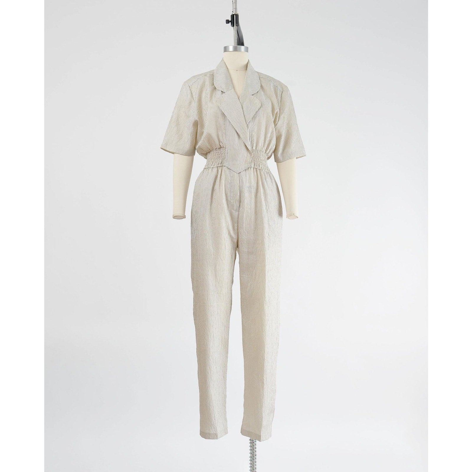 Vintage 90s gingham check windbreaker jumpsuit. 
