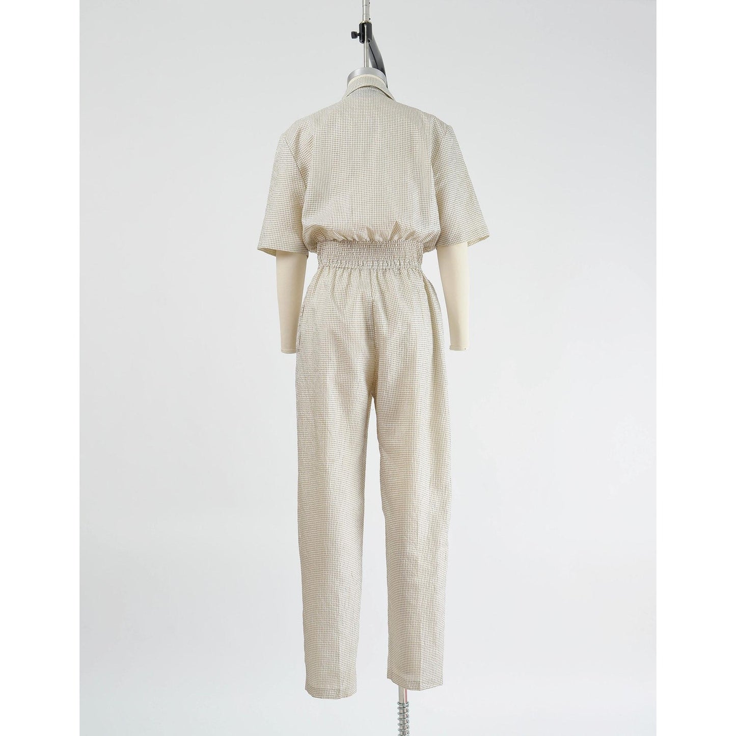 Vintage 90s gingham check windbreaker jumpsuit. 