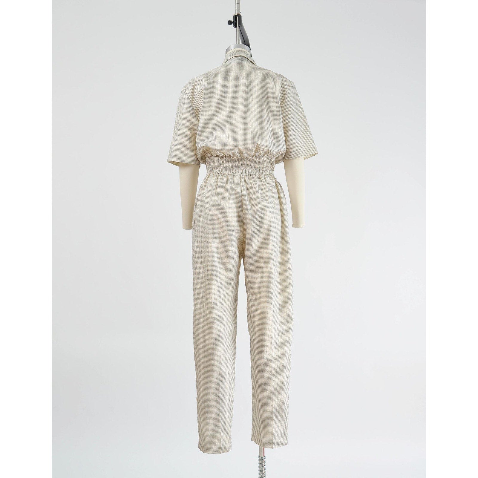Vintage 90s gingham check windbreaker jumpsuit. 