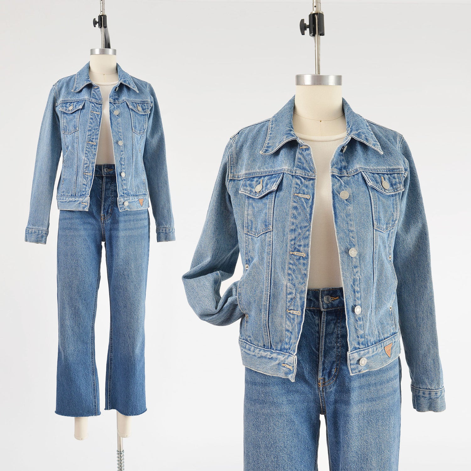 Vintage 1990s denim Guess short fitted jean jacket.