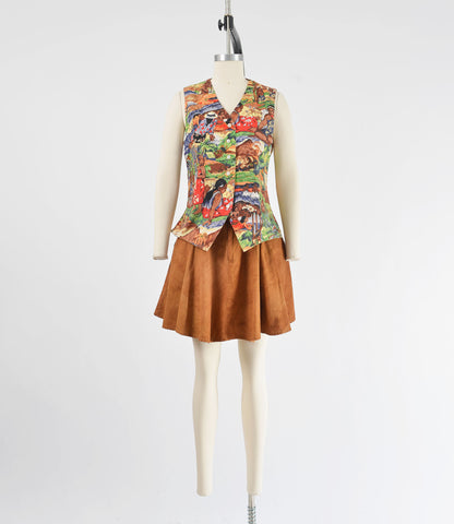 vintage 1990s scenic landscape native novelty print cotton sleeveless top. 