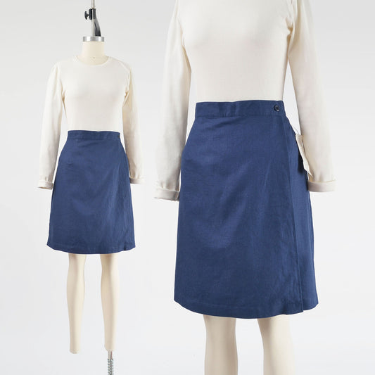 Vintage 90s navy cotton linen wrap around skort.