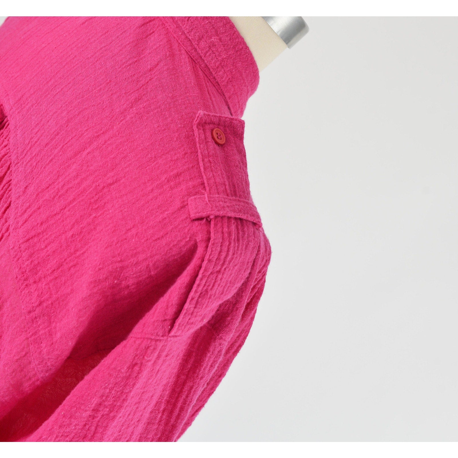 Vintage 1990s magenta pink cotton gauze blouse. 