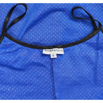 Vintage 90s Y2K Sheer Fishnet Black Blue Sequin Spaghetti Strap Maxi Dress 